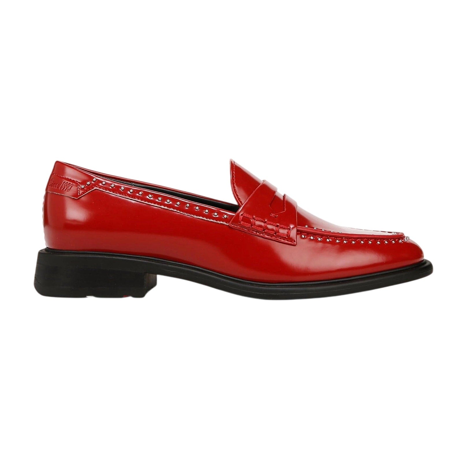 Franco Sarto Womens Eden Studded Loafers US 7 M EU 37 Red Slip On NIB