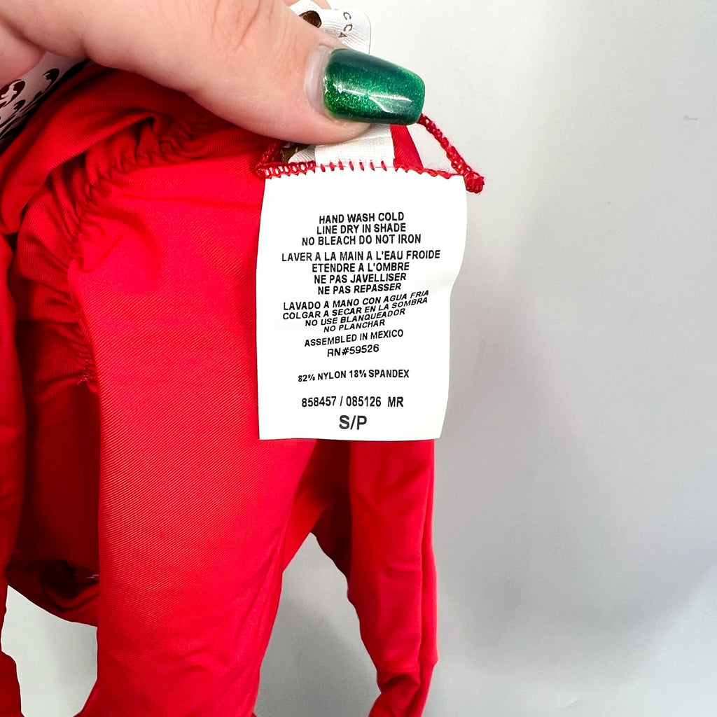 BECCA Women's Adela Ruched Hipster Bikini Bottom Small Fire Red NWT