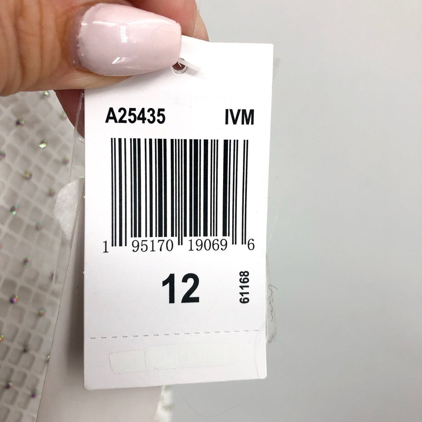 AQUA FORMAL Women's Rhinestone Embellished Fishnet Gown Size 12 Ivory NWT