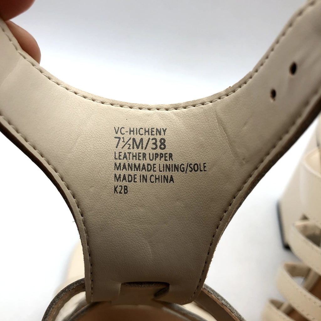 Vince Camuto Womens Hicheny Caged Sandals Size 7.5 Cream Warm Vanilla Heels NIB