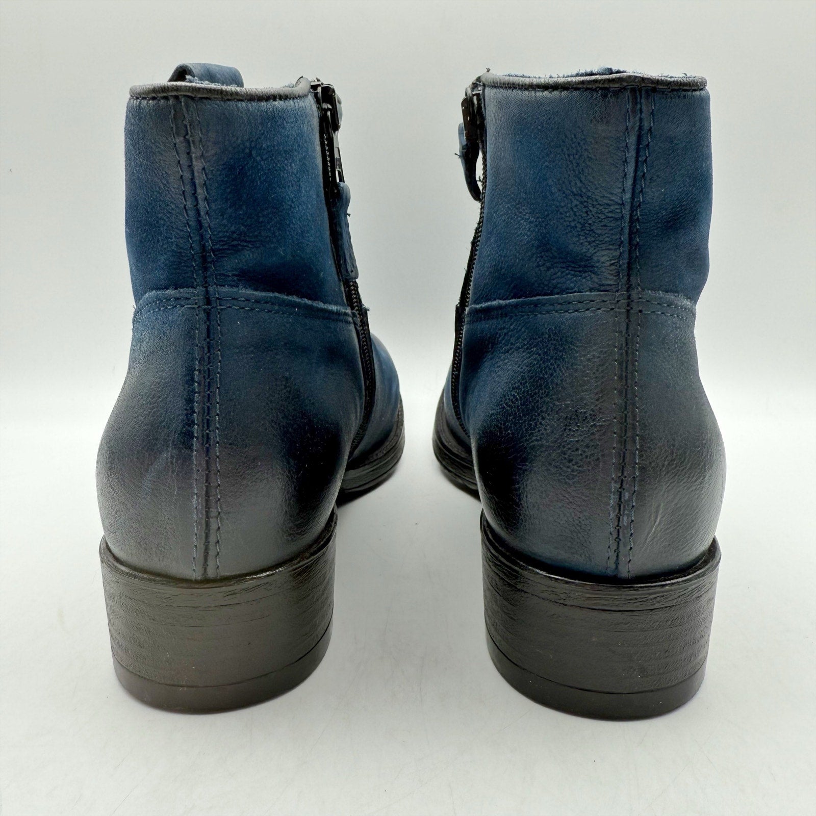 Miz Mooz Womens Norbert Ankle Booties EU 38 US 7.5 Blue Leather NWOB