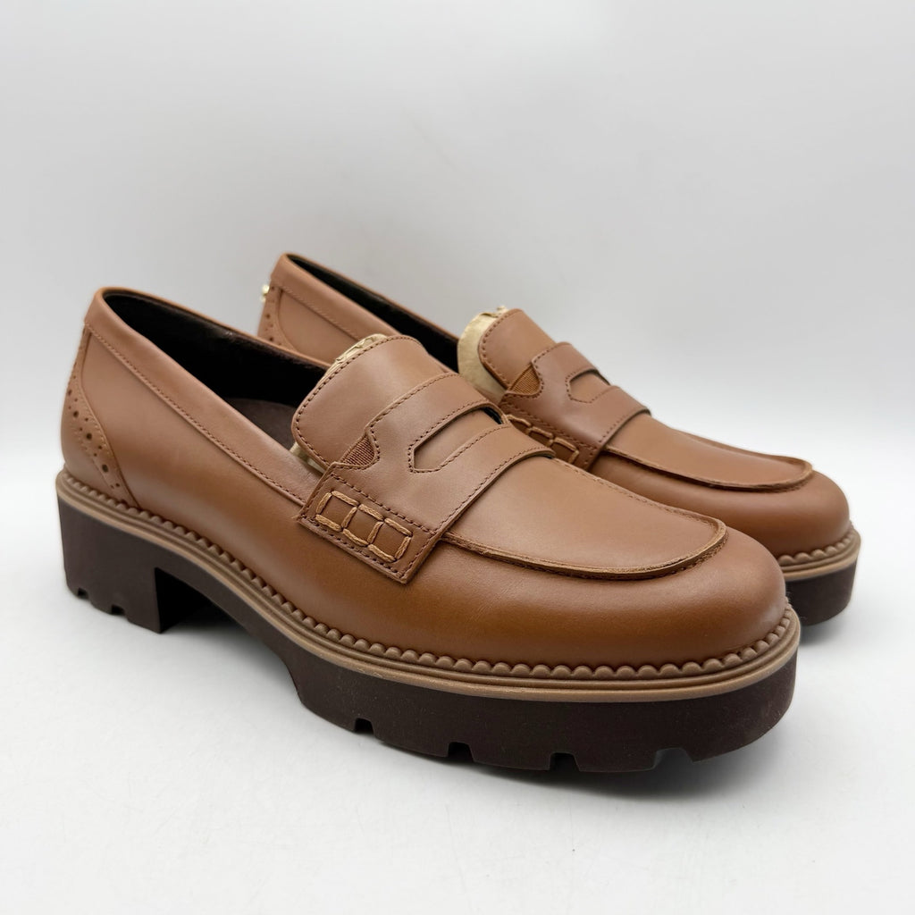 Vionic Womens Fillmore Lug Loafers US 9 EU 40 Brown Leather NIB