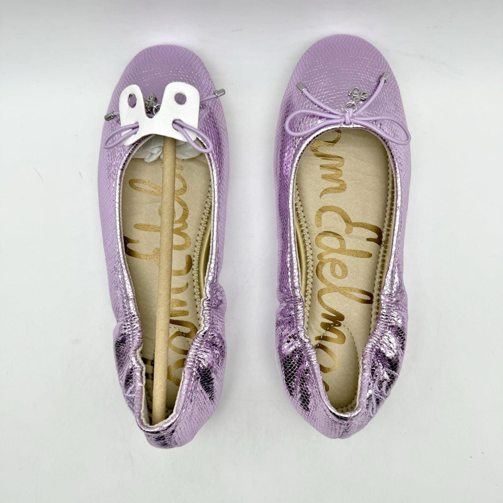Sam Edelman Kids Felicia Ballet Flats Size 3 M EU 35 Lilac Metallic Leather NIB