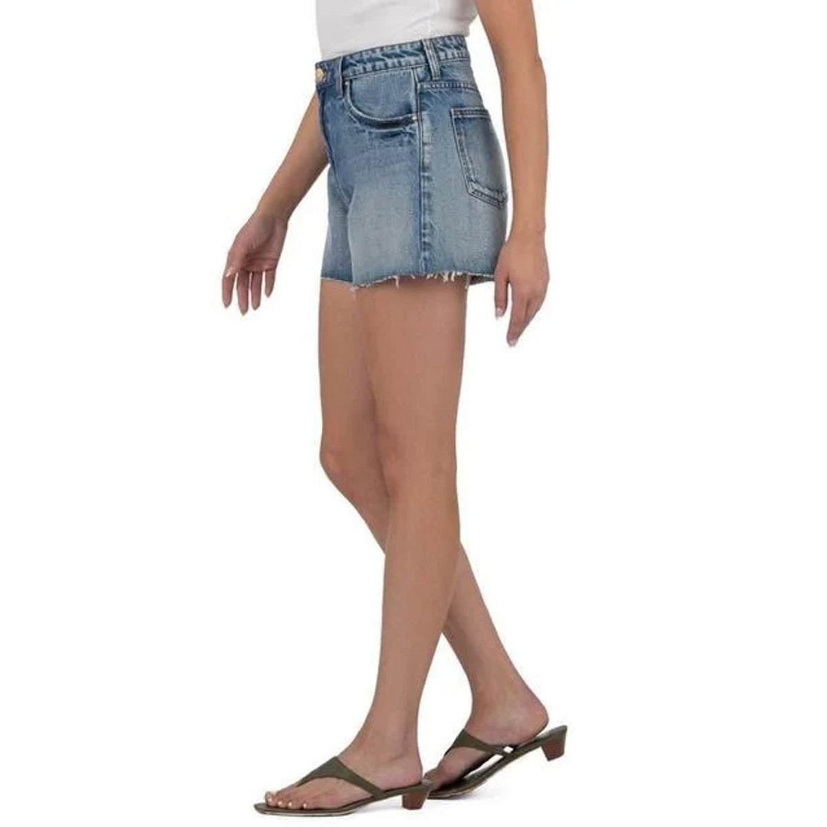 KUT FROM THE KLOTH Taylor Denim Shorts Size 8 Freedom Blue High Waist CutOff NWT