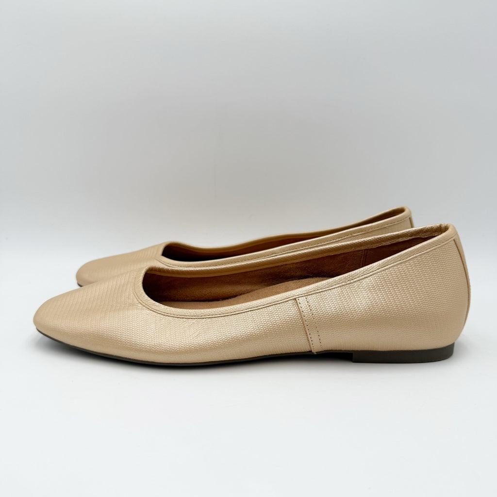 Vionic Womens Orinda Ballet Flats Size 10 EU 41 Gold Leather Slip On NWOB