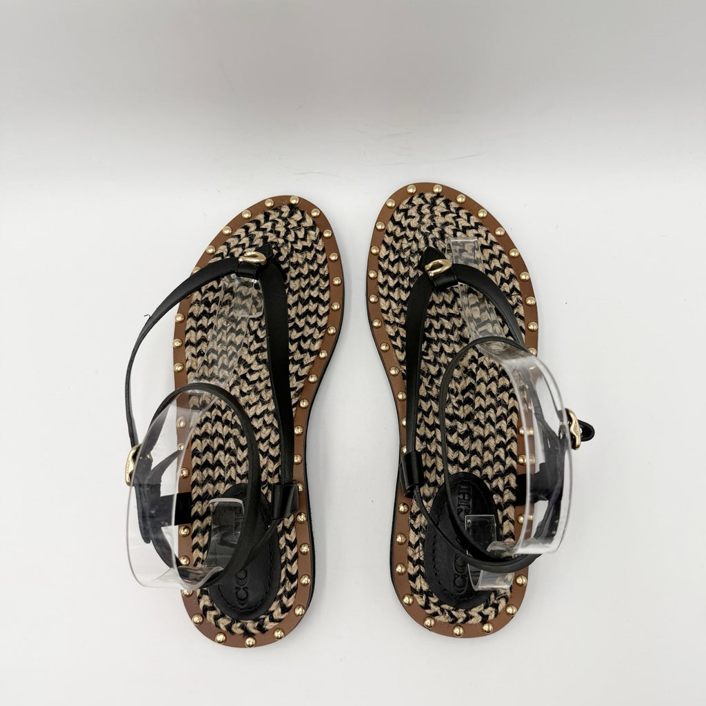 Coach Womens Gracey Sandals Size 7.5 M Black Leather NWOB