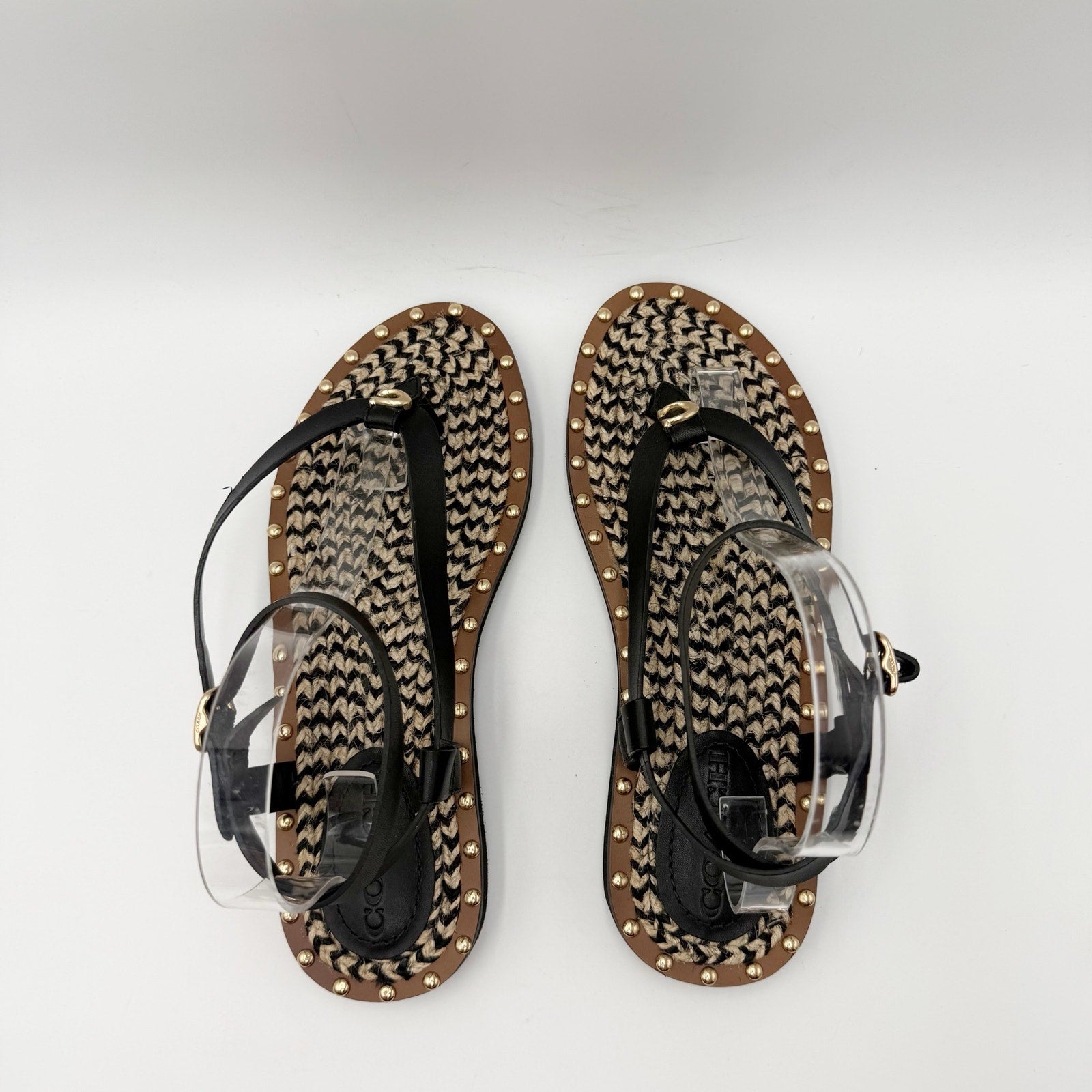Coach Womens Gracey Sandals Size 7.5 M Black Leather NWOB