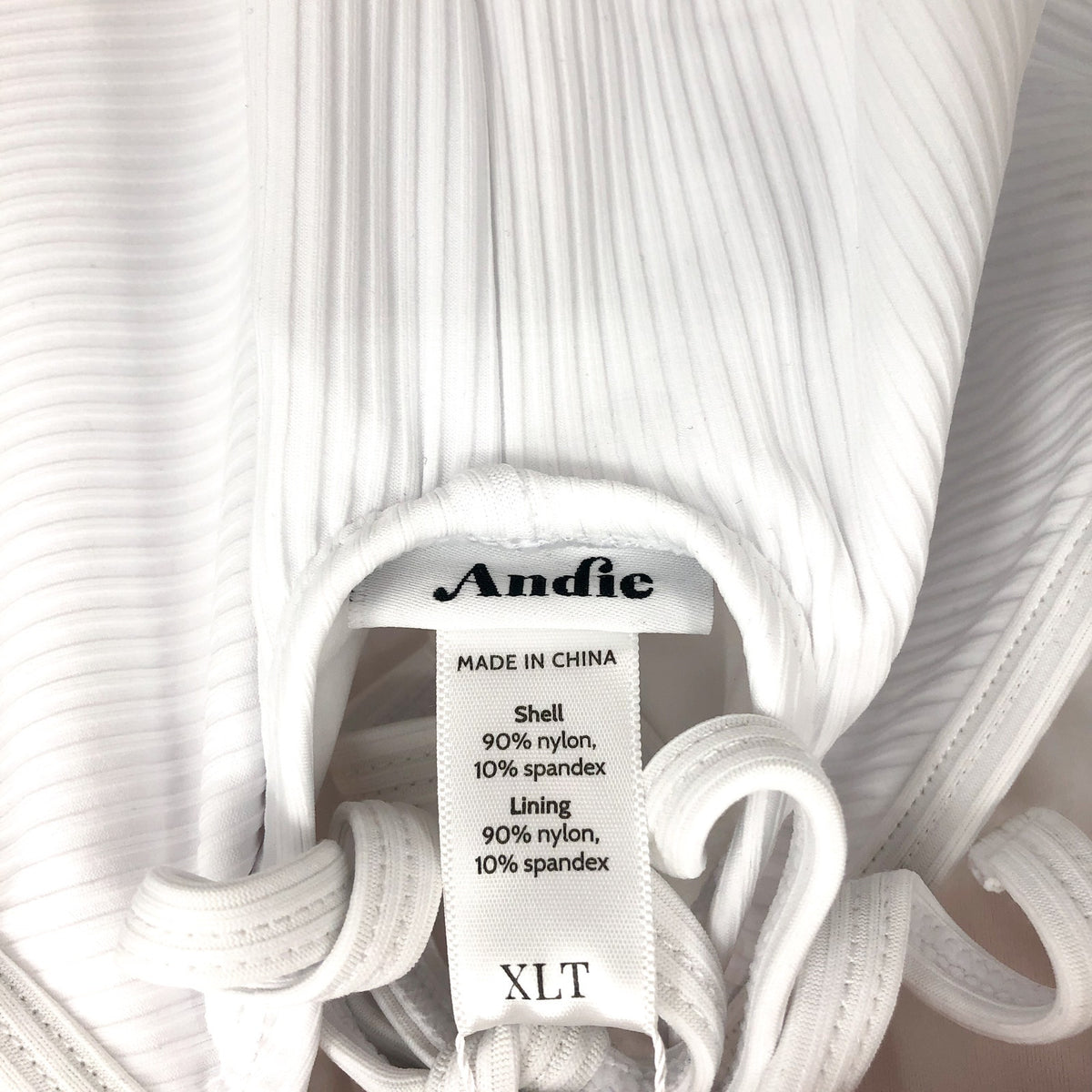 ANDIE SWIM Paloma One Piece XL 16 Tall White Ribbed High Neck Long Torso NWT