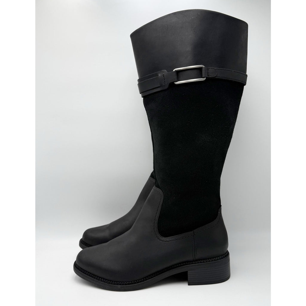 Clarks Womens Maye Carly Knee High Boots Size 9.5 Wide Black Leather NWOB
