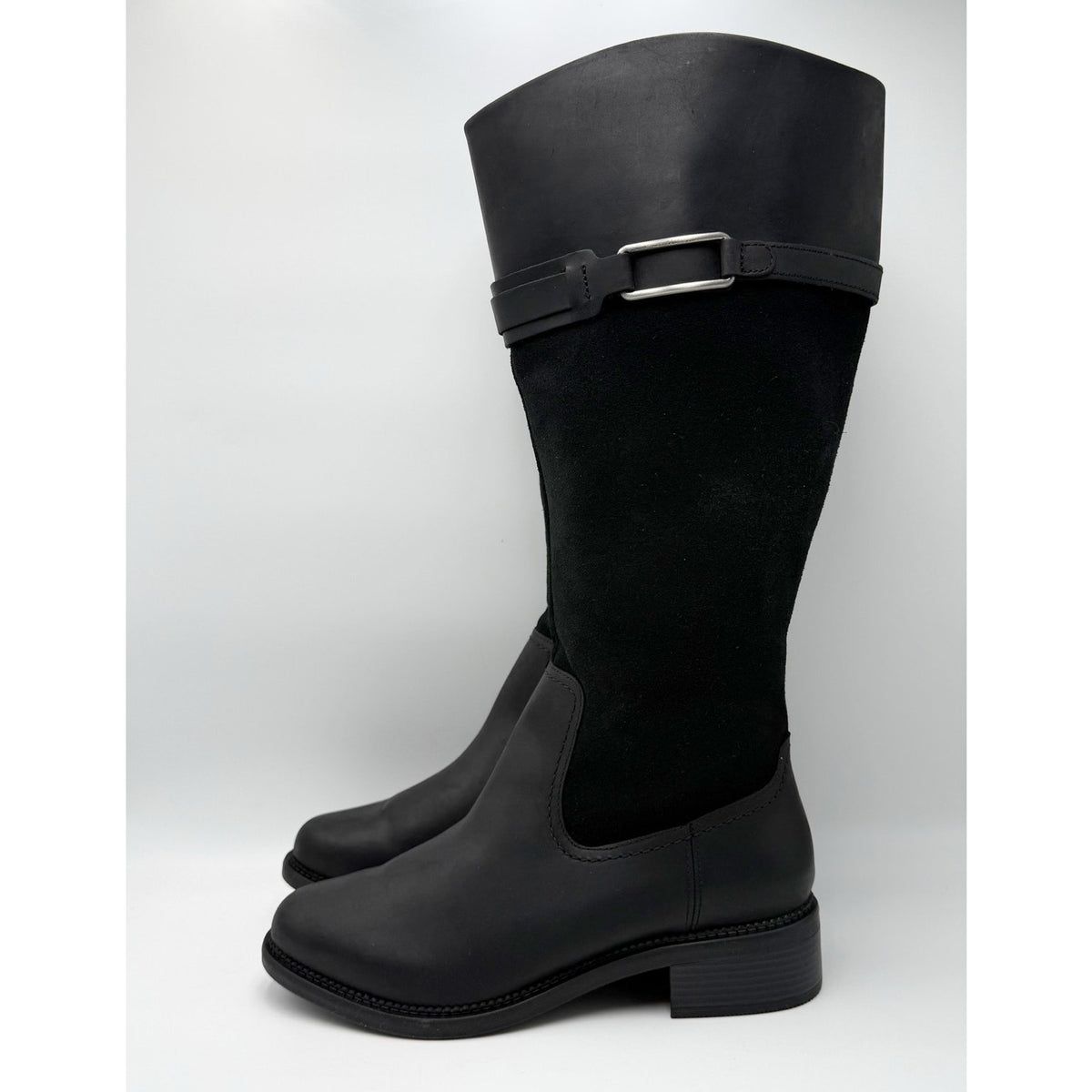 Clarks Womens Maye Carly Knee High Boots Size 9.5 Wide Black Leather NWOB