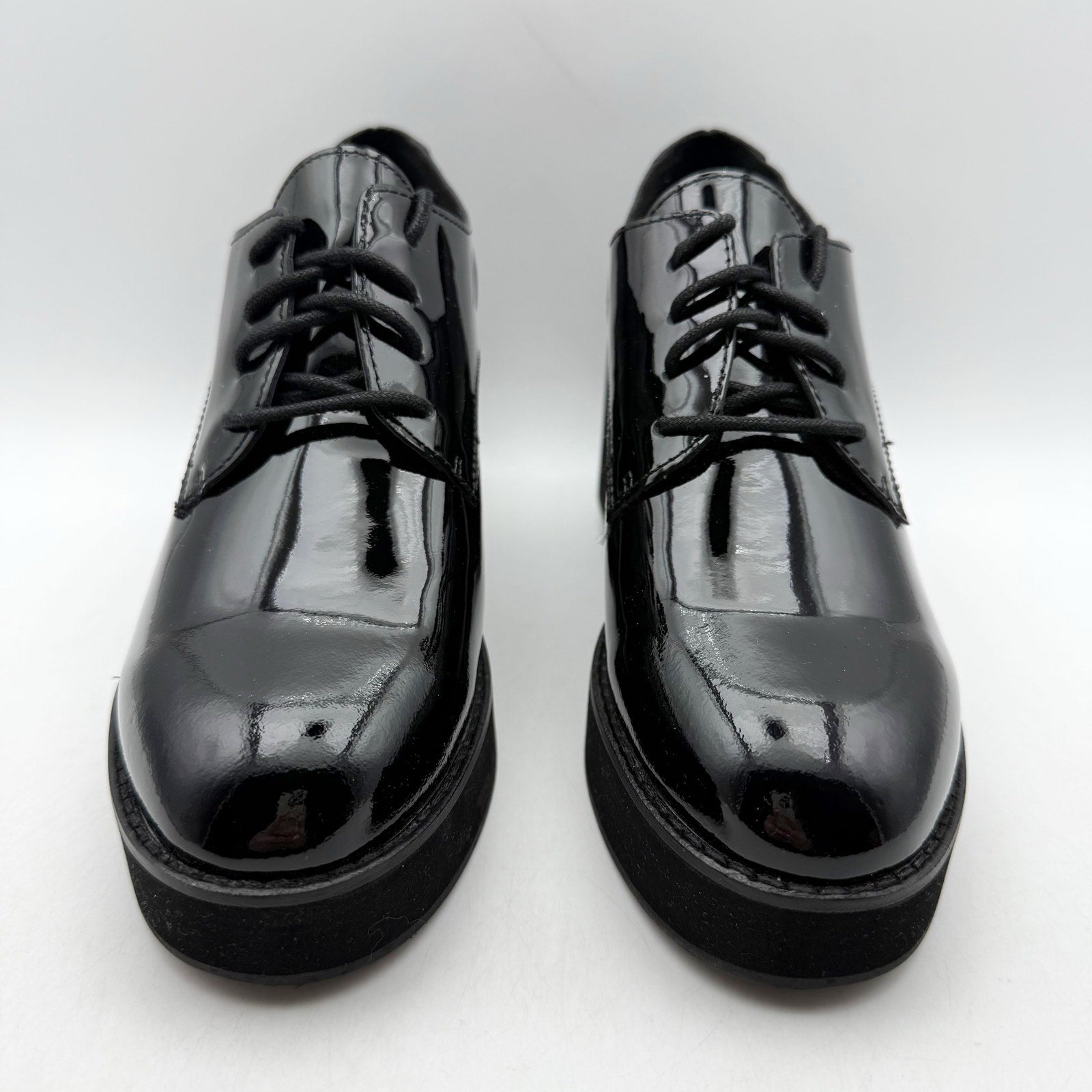 Eileen Fisher Womens Judd Derby Oxford Heel US 7.5 Black Patent Leather NWOB
