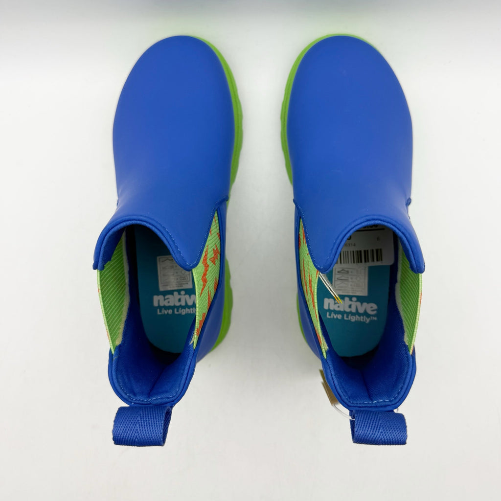 Native Boys Kensington Treklite Bloom Boots US 1 Blue Green Lightning Bolts NIB