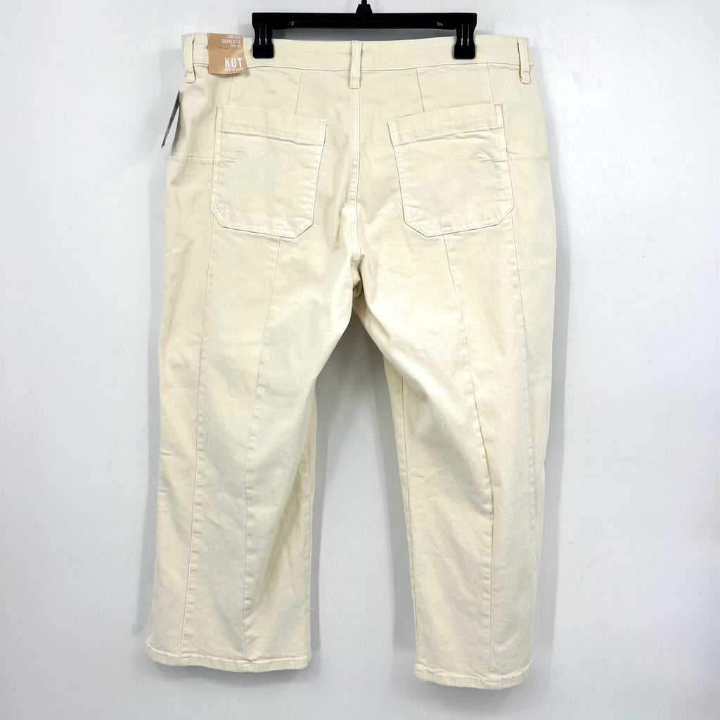 KUT FROM THE KLOTH Womens Charlotte Wide Leg Jeans Size 18 Cream Ecru NWT