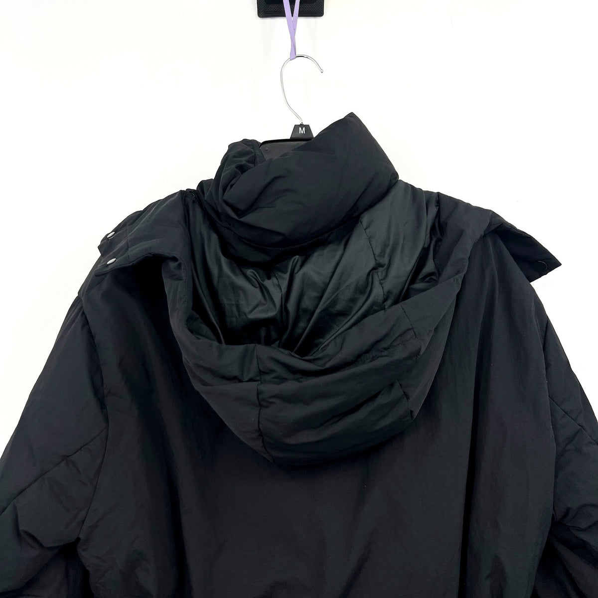 EVERLANE Women's Duvet Puffer Down Coat Medium Black Belted Hooded NWT