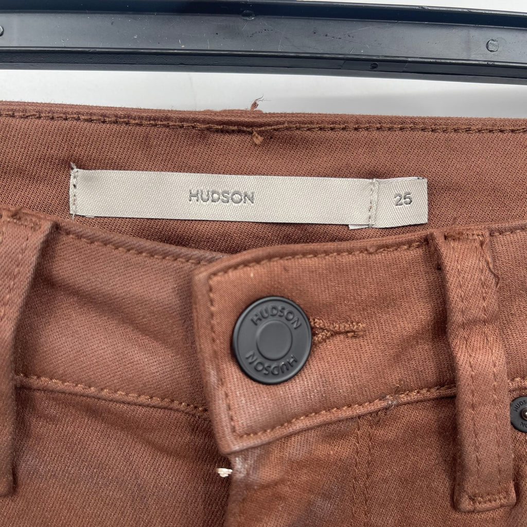Hudson Womens Nico Straight Ankle Jean Size 25 US 0 Brown Coated Mid-Rise NWOT