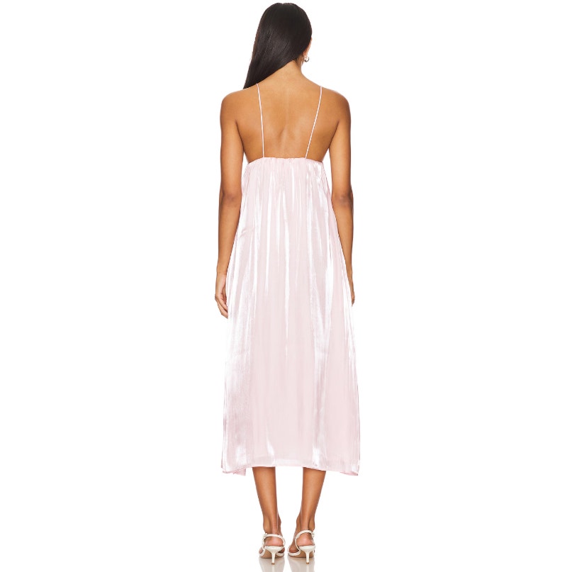 GANNI Womens Changeant Strap Dress Size 34 US 2 Chalk Pink Satin Slip Dress NWOT