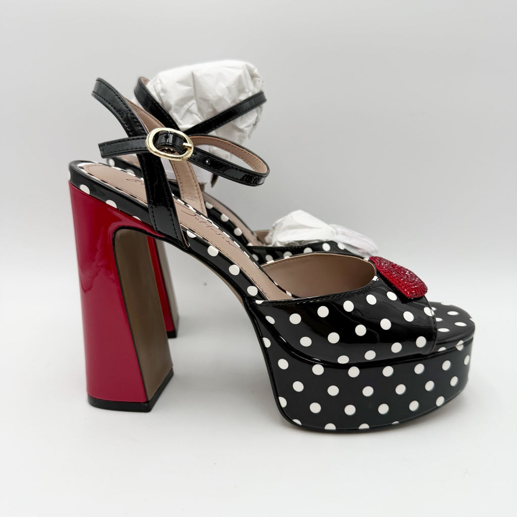 Betsey Johnson Womens Allyson Platform Heel US 6.5 Red Black White Polka Dot NIB
