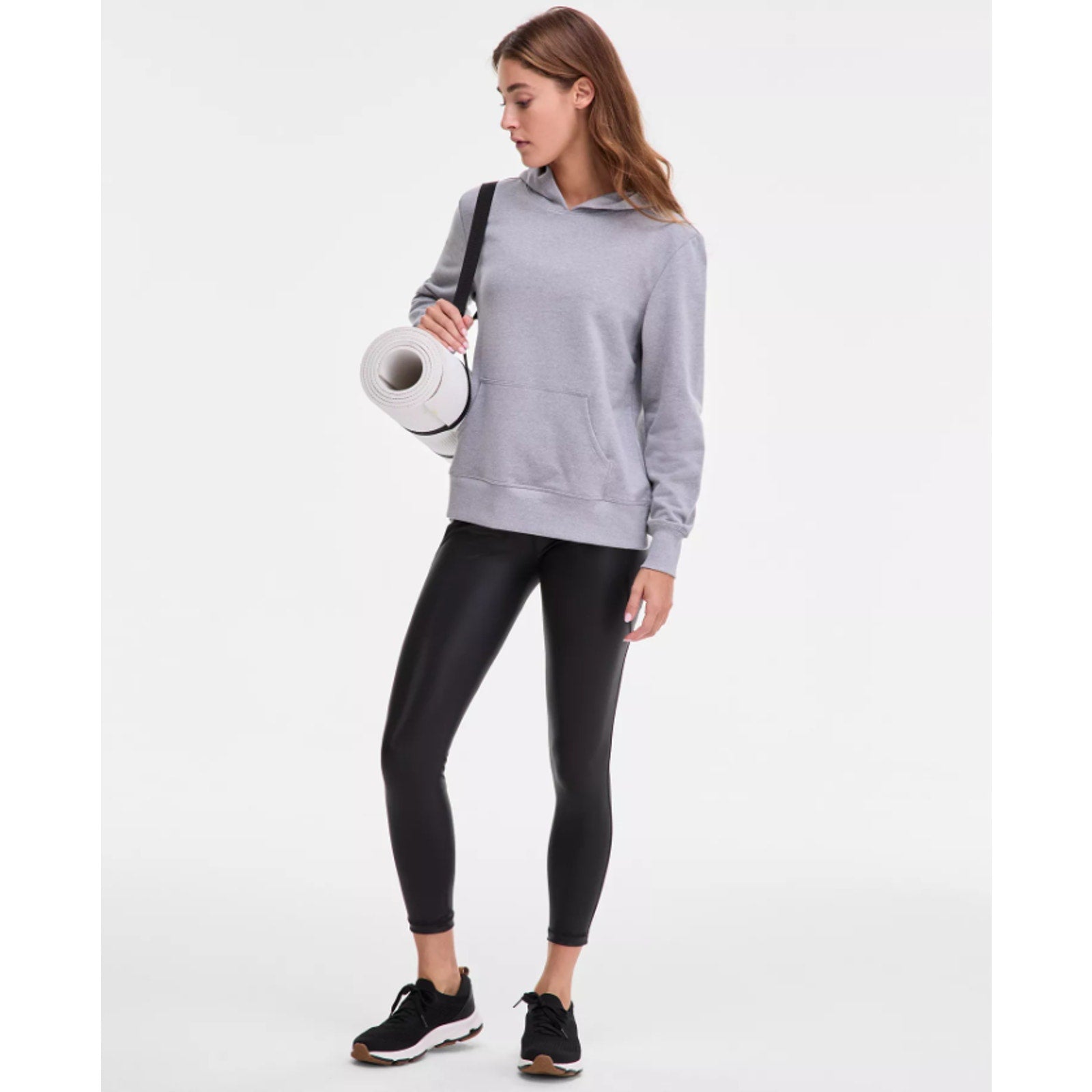 IDEOLOGY Women's Fleece Hoodie Large Grey Zinc Heather Sweatshirt NWT