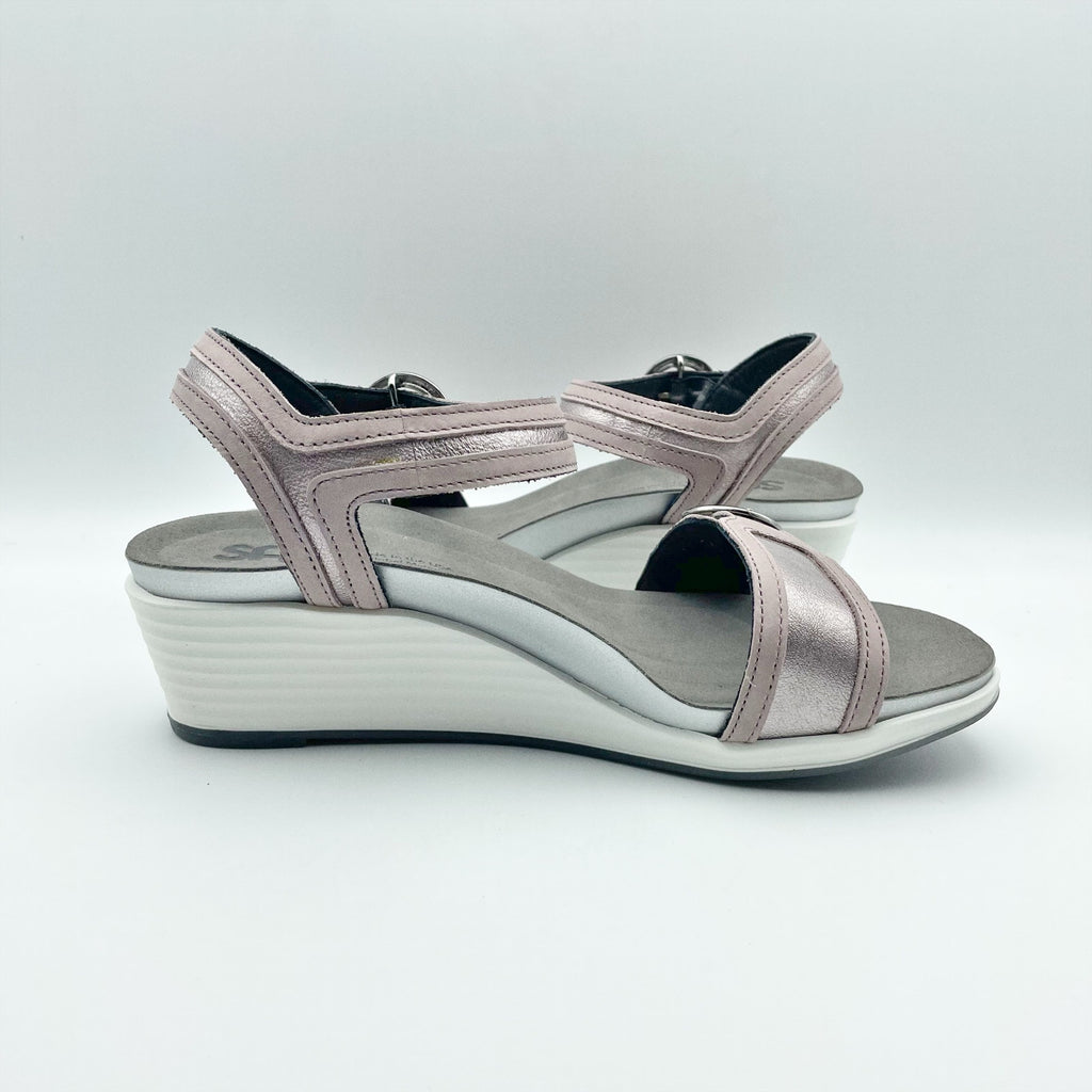SAS Womens Seight Wedge Sandals SIZE 8.5 WW Purple Silver Leather NIB
