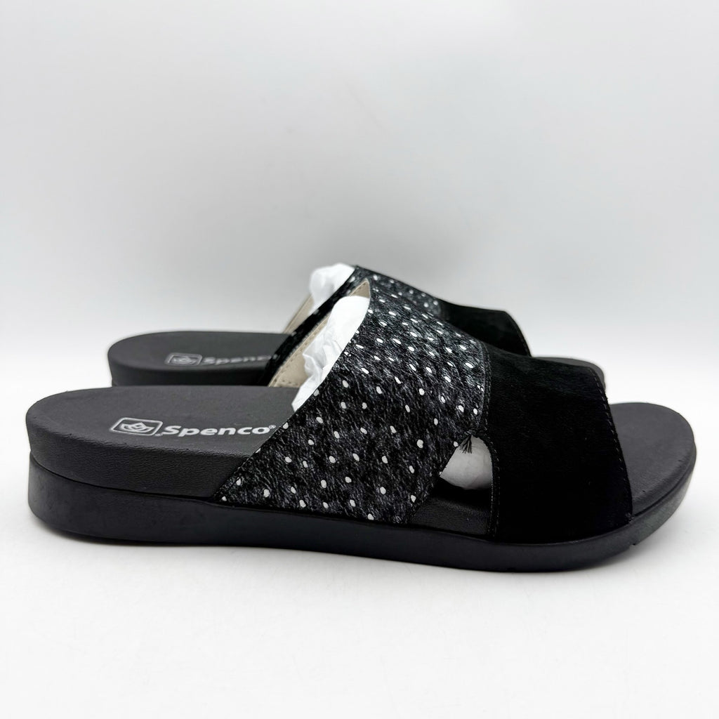 Spenco Womens Dawn Slide Sandals US 8 Wide EU 38.5 Black Suede NIB