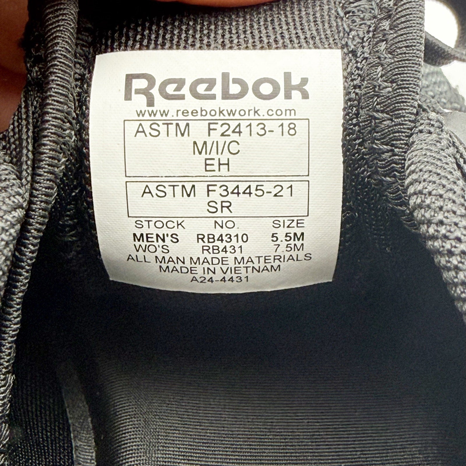 Reebok Work Womens Fusion Flexweave Sneaker 7.5 M Black EH Comp Toe SR NIB