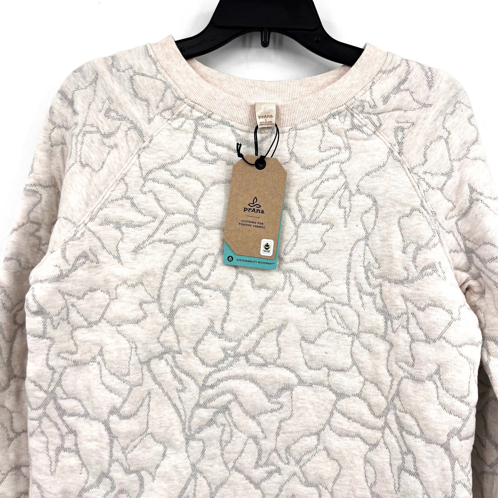 PRANA Women's Carin Pullover Sweatshirt Small Soft White Jacquard Knit NWT