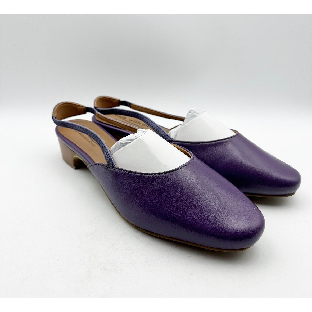 Coldwater Creek Womens Josie 2 Slingback Heels Size 9.5 Wide Purple Leather NIB