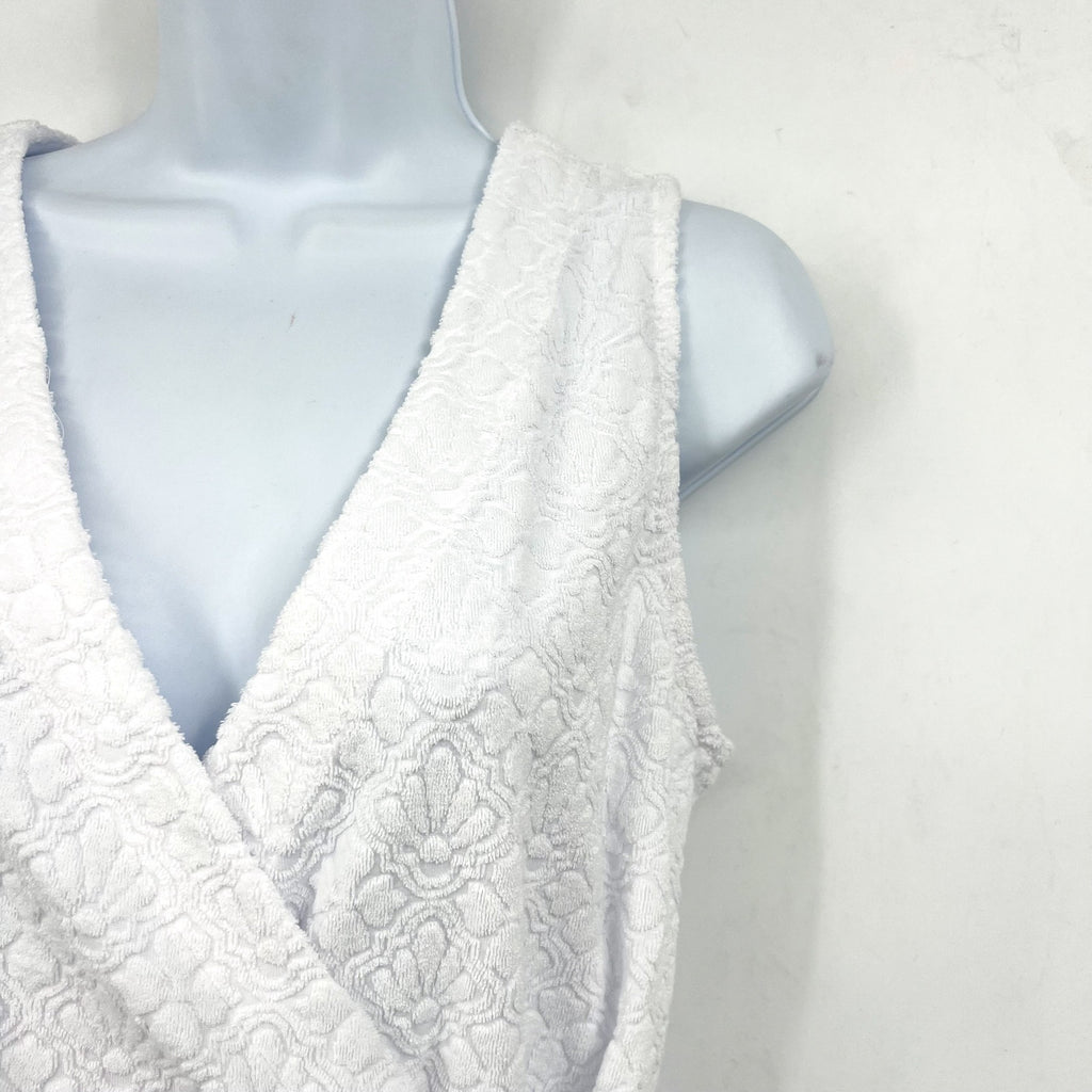 TOMMY BAHAMA Terry Romper Cover Up Medium White Side Tie Textured Spa NWT