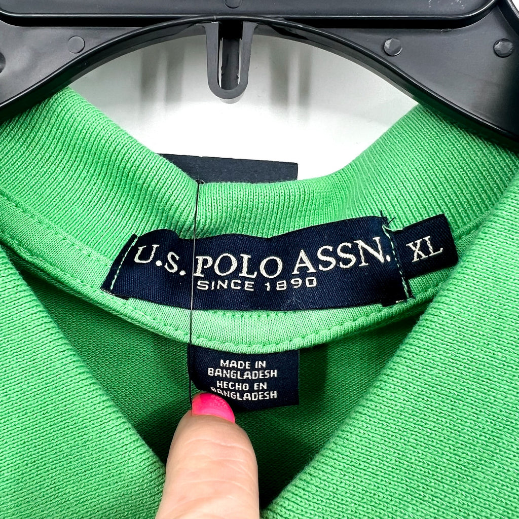 U.S POLO ASSN Men's Pique Polo Shirt XL Berkeley Green Short Sleeve NWT