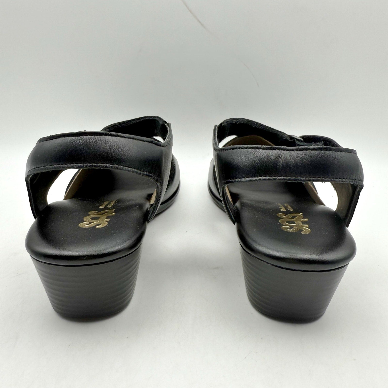 SAS Womens Suntimer Heeled Sandals Size 7 M EU 37.5 Black Leather NIB