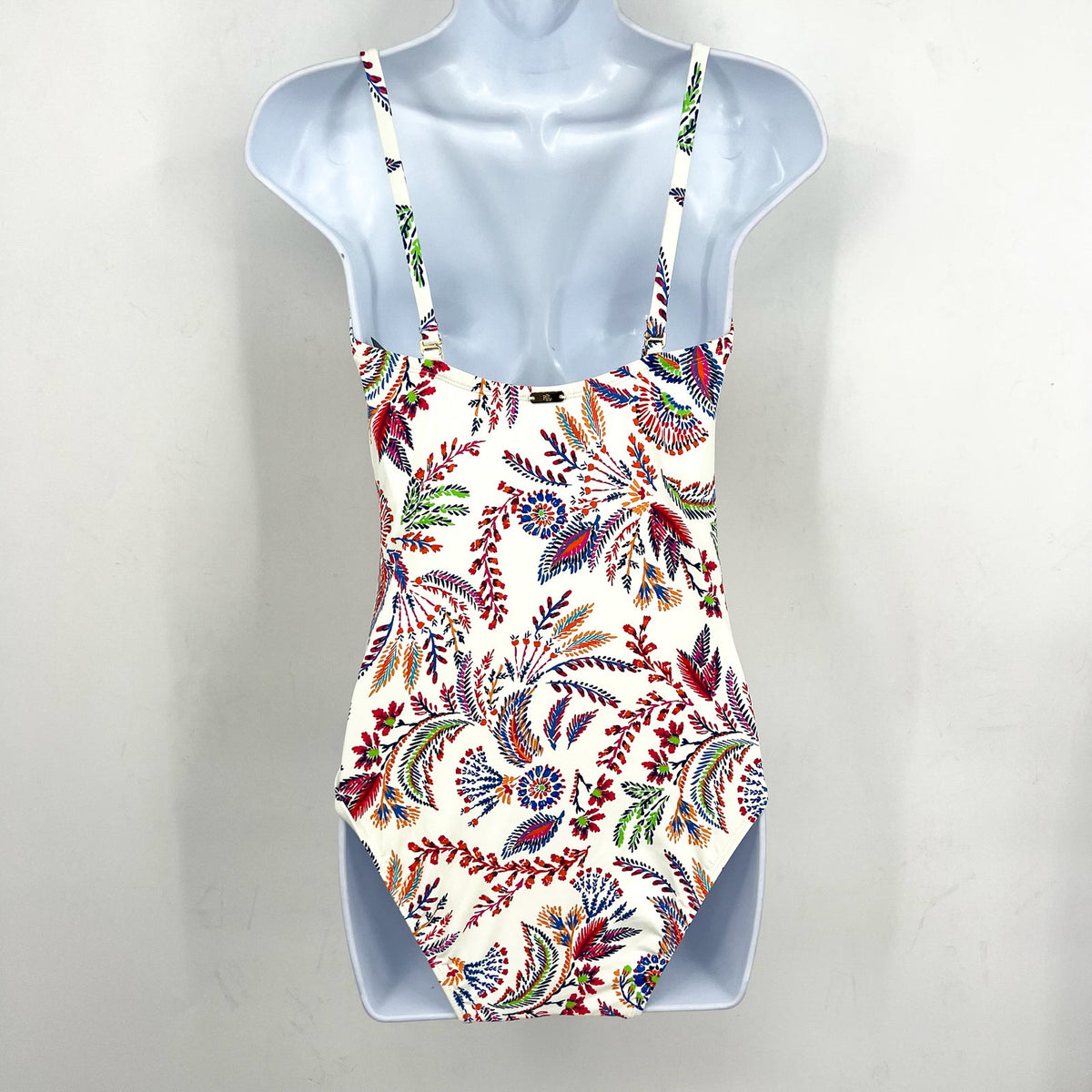 LAUREN RALPH LAUREN Fleurette One Piece Swimsuit Size 14 White Pink Floral NWT