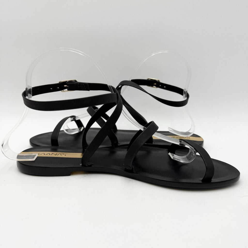 KAANAS Womens Vitoria Gladiator Flat Sandals Size 8 M Black NIB