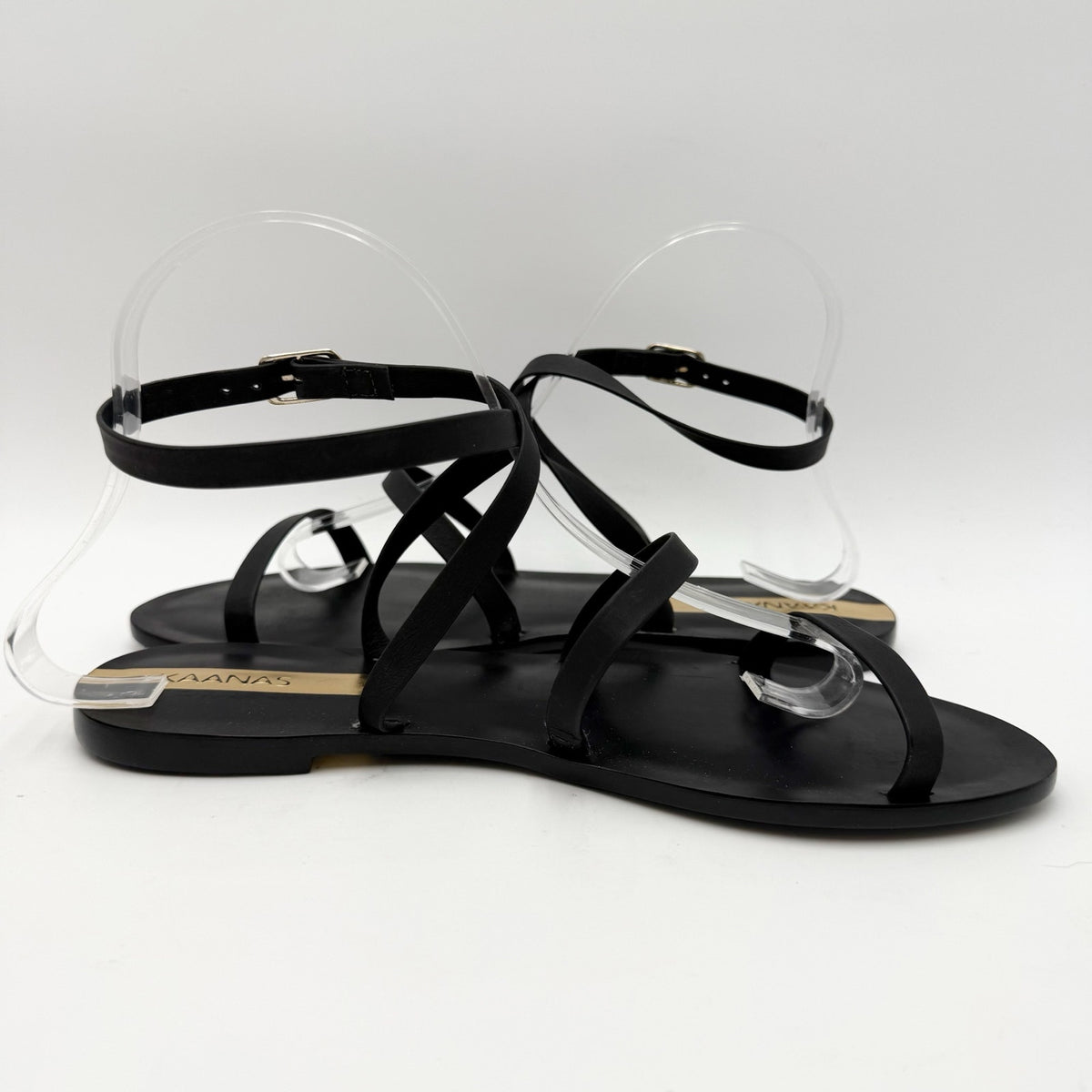KAANAS Womens Vitoria Gladiator Flat Sandals Size 8 M Black NIB