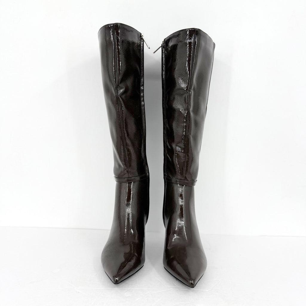 Kenneth Cole New York Women Utah Knee High Boots US 6 Brown Patent Leather NWOB