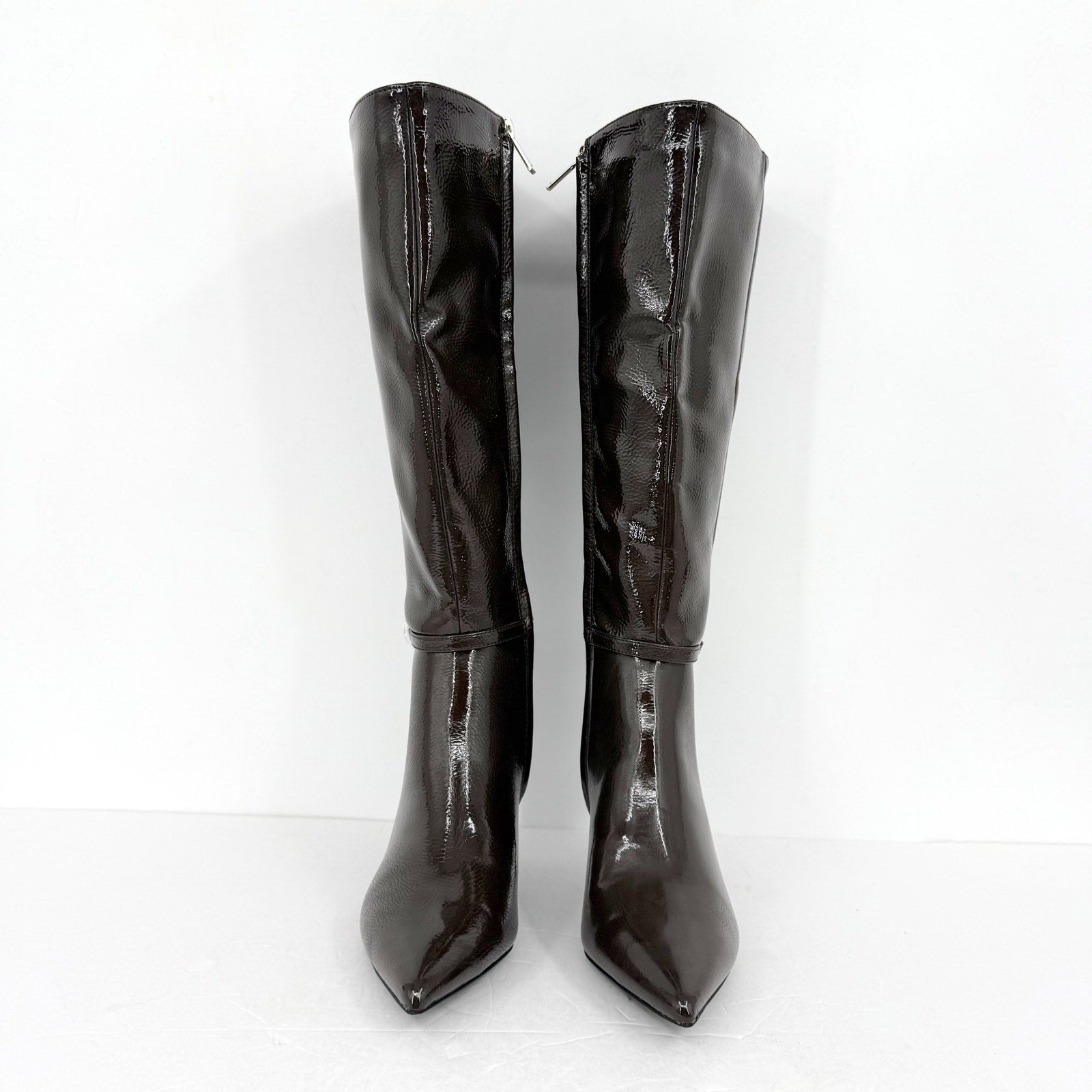 Kenneth Cole New York Women Utah Knee High Boots US 6 Brown Patent Leather NWOB