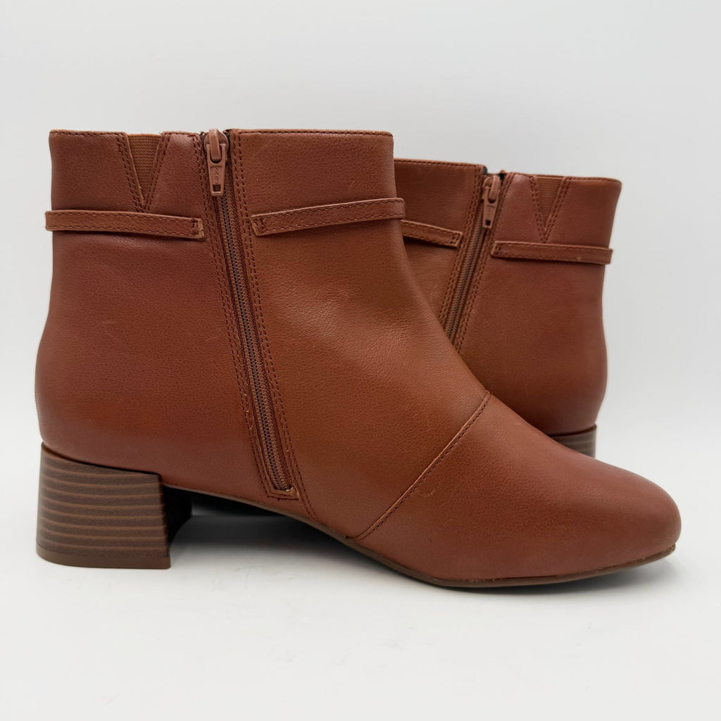 Clarks Womens Iridessa Air Ankle Boot Size 11 Wide EU 42.5 Brown Dark Tan NWOB