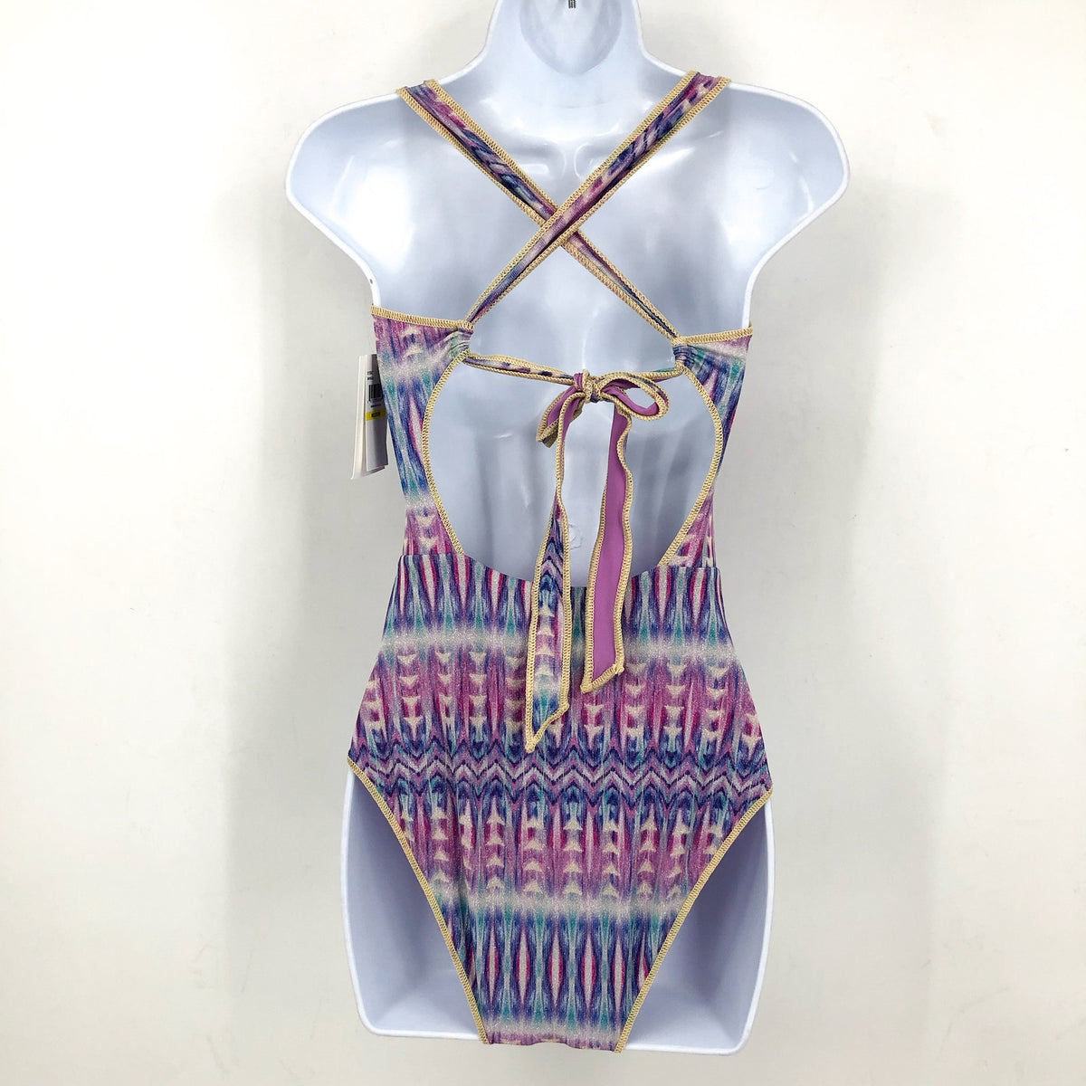 BECCA Women's Standard Tulum One Piece Swimsuit Small Purple Abstract Print NWT