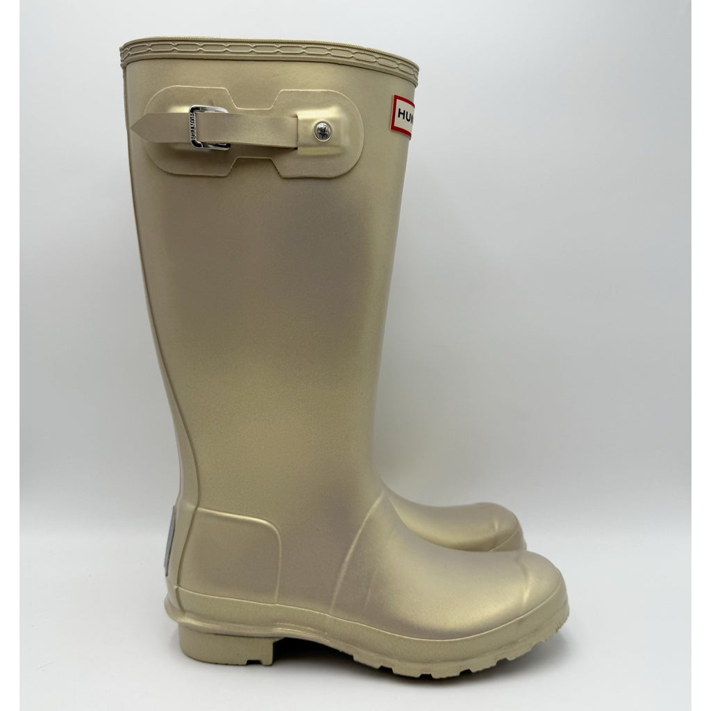 Hunter Girls Original Nebula Rain Boots Size 6 EU 37 Pale Gold Waterproof NWOB