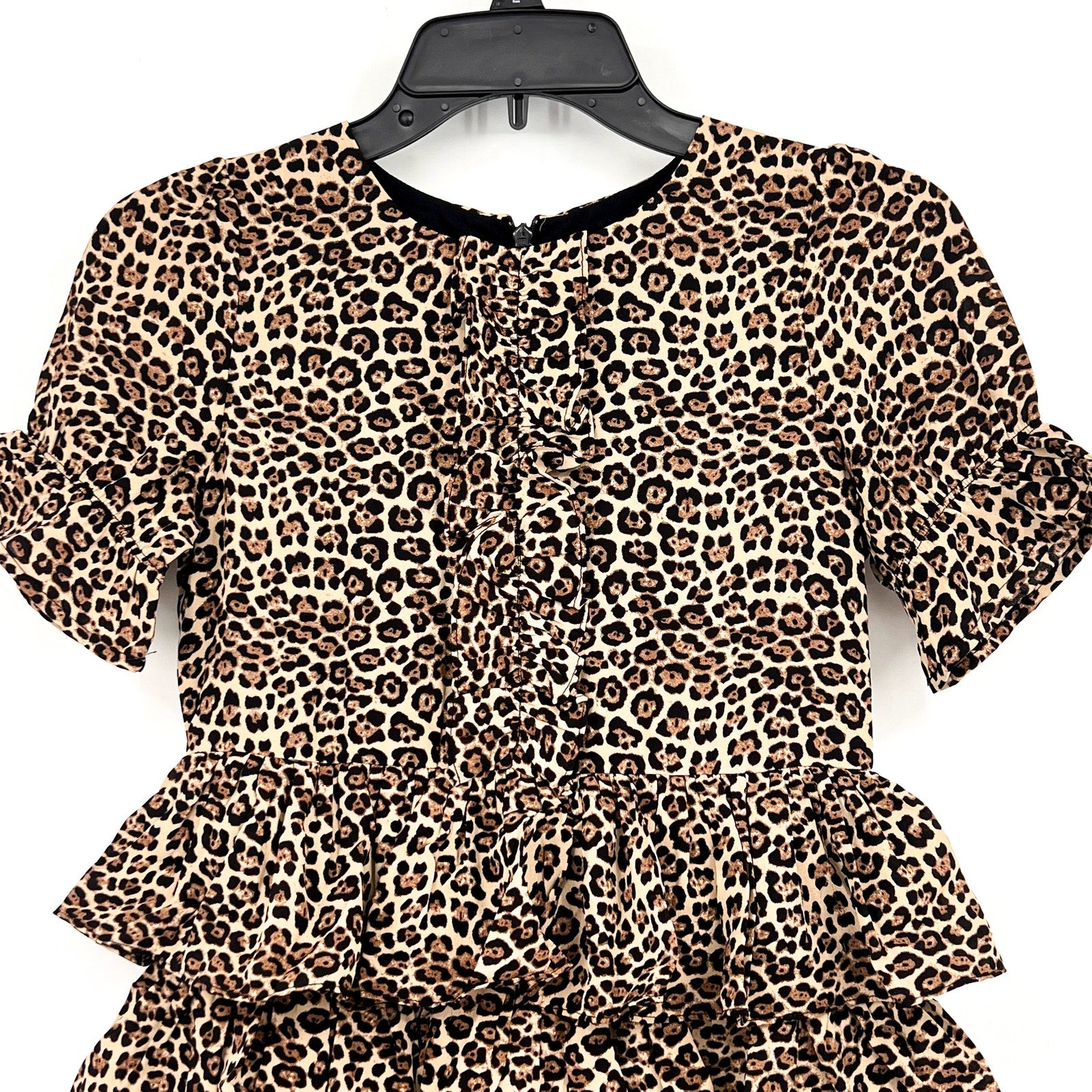 BARDOT Girl's Tia Rara Tiered Dress LARGE Size 16 Leopard Print Ruffle NWT