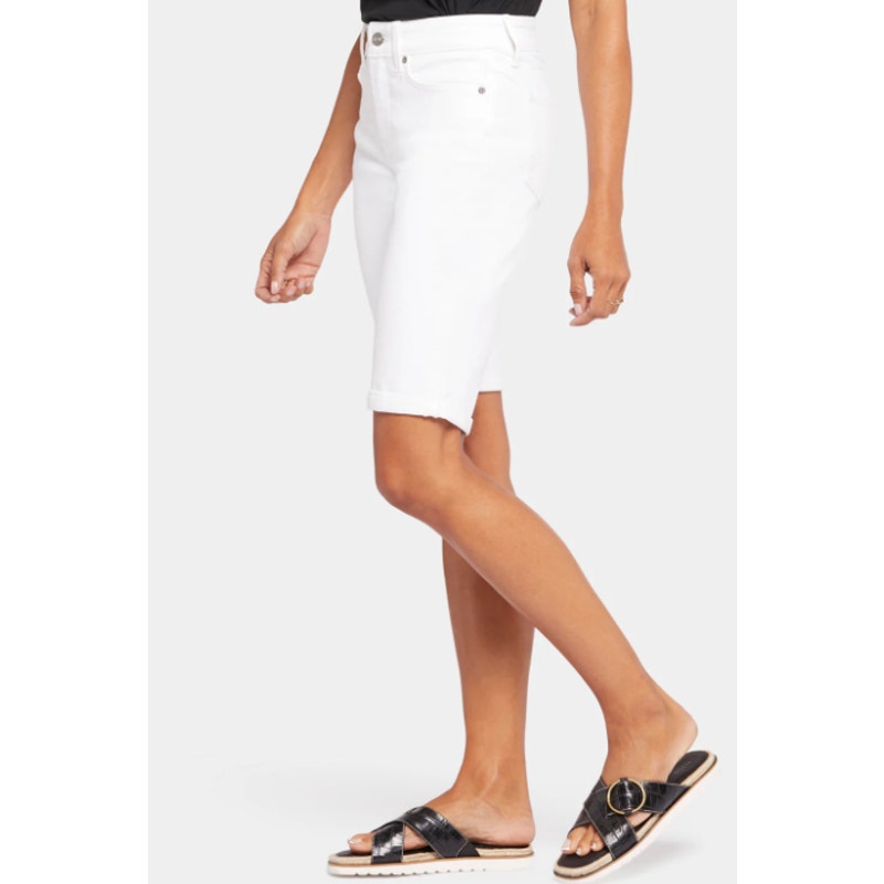 NYDJ Womens's Briella Denim Shorts Size 00 Petite Optic White Cuffs Bermuda NWT