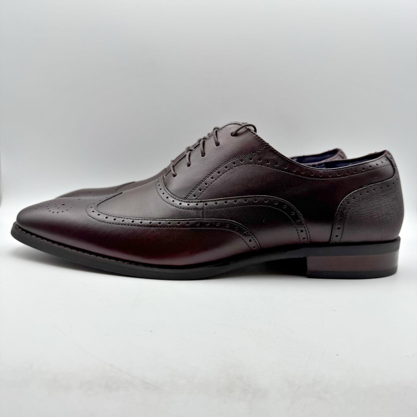 Stacy Adams Mens Kaine Wing Tip Lace-Up Oxford Shoes 15 M Burgundy Leather NWOB