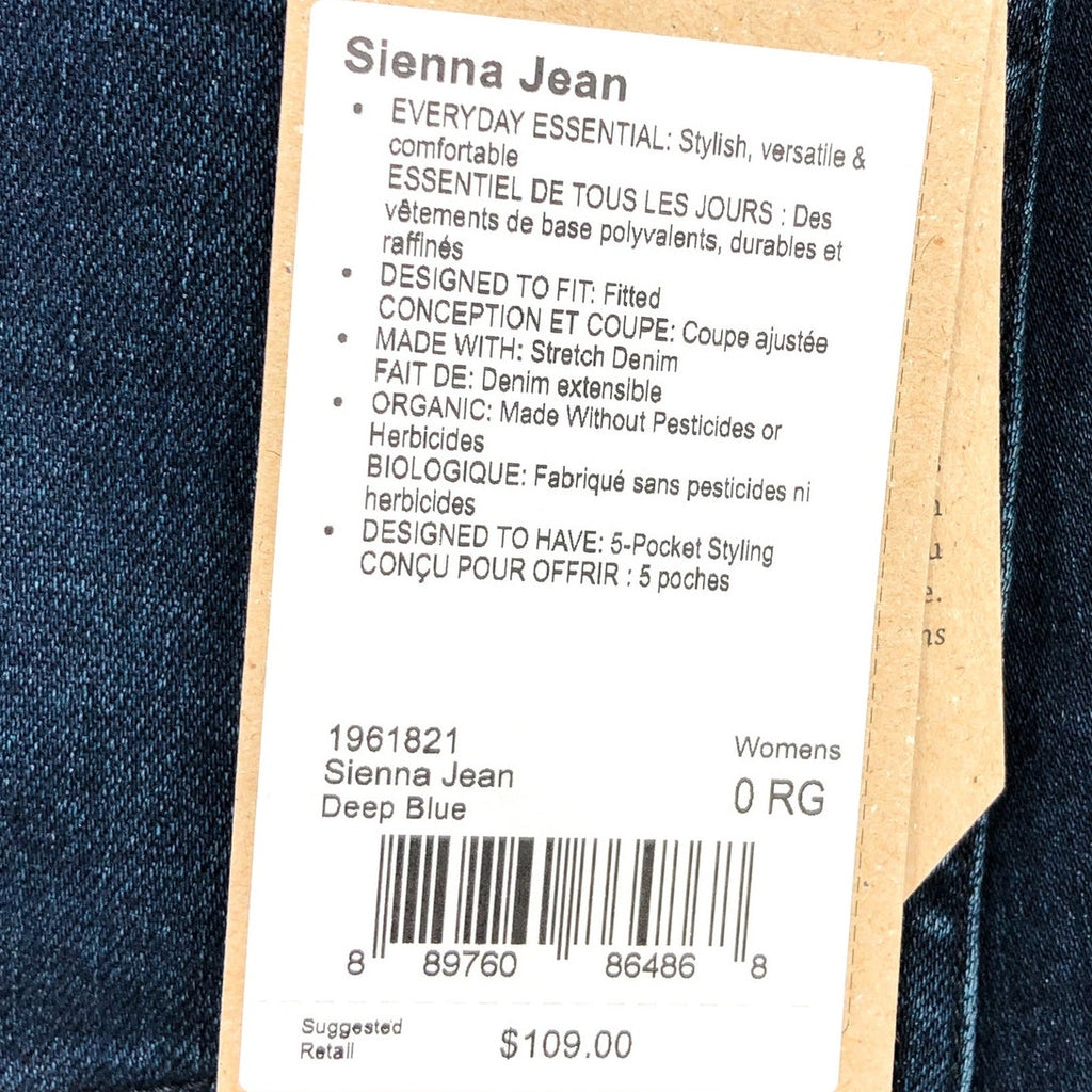 Prana Womens Sienna Skinny Jeans 25x30 US 0 Deep Blue Stretch Denim Mid Rise NWT