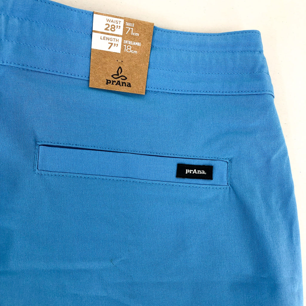Prana Mens Riveter Board Shorts Size 28 Blue Clear Sky 7'' Inseam NWT
