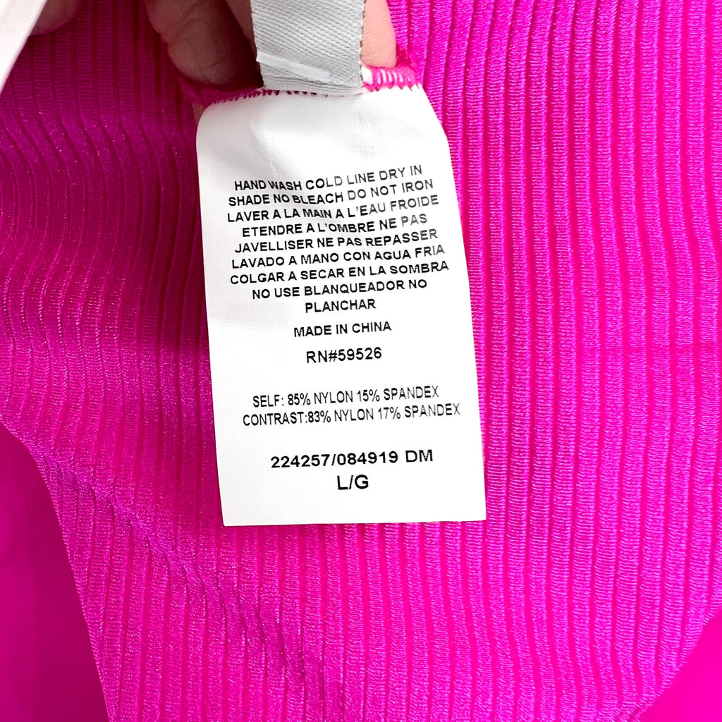 BECCA Women's Monte Carlo Gracie Hipster Bikini Bottom Large Azalea Pink Rib NWT