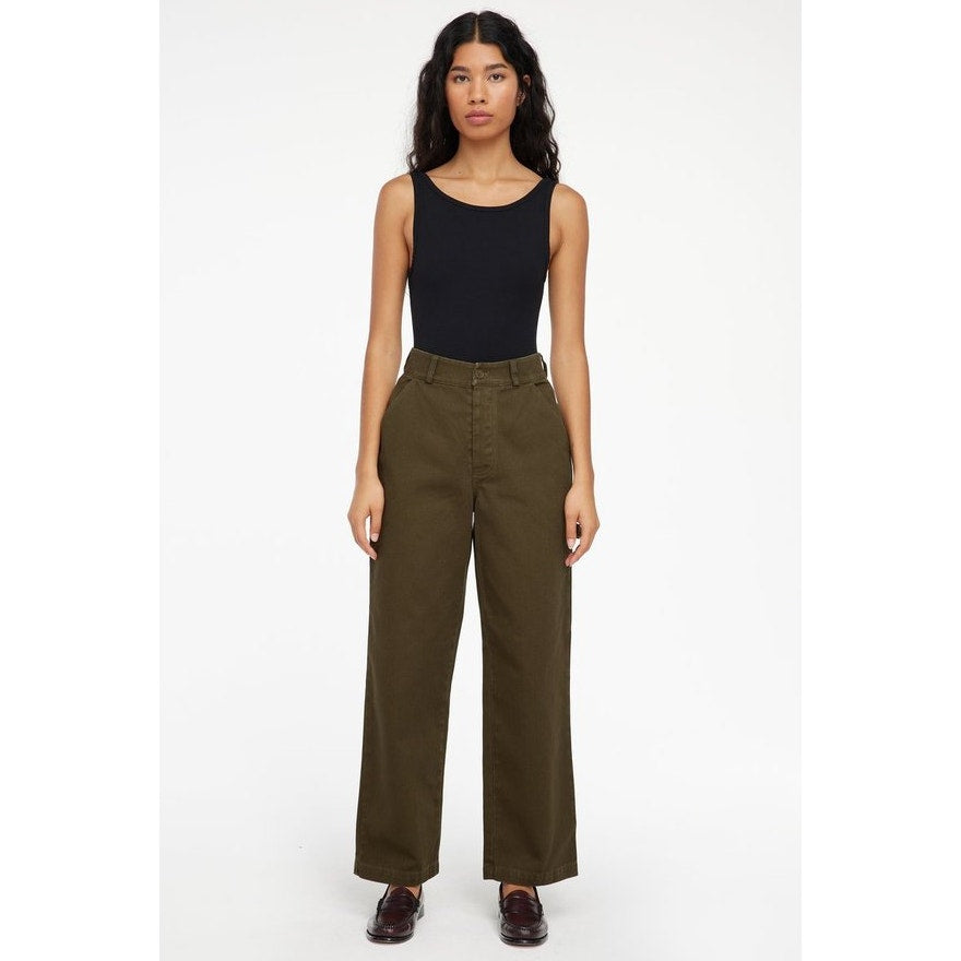 LACAUSA Women's Aiden Trouser Jeans Size 0 Green Brown Nori Wash Mid Rise NWT