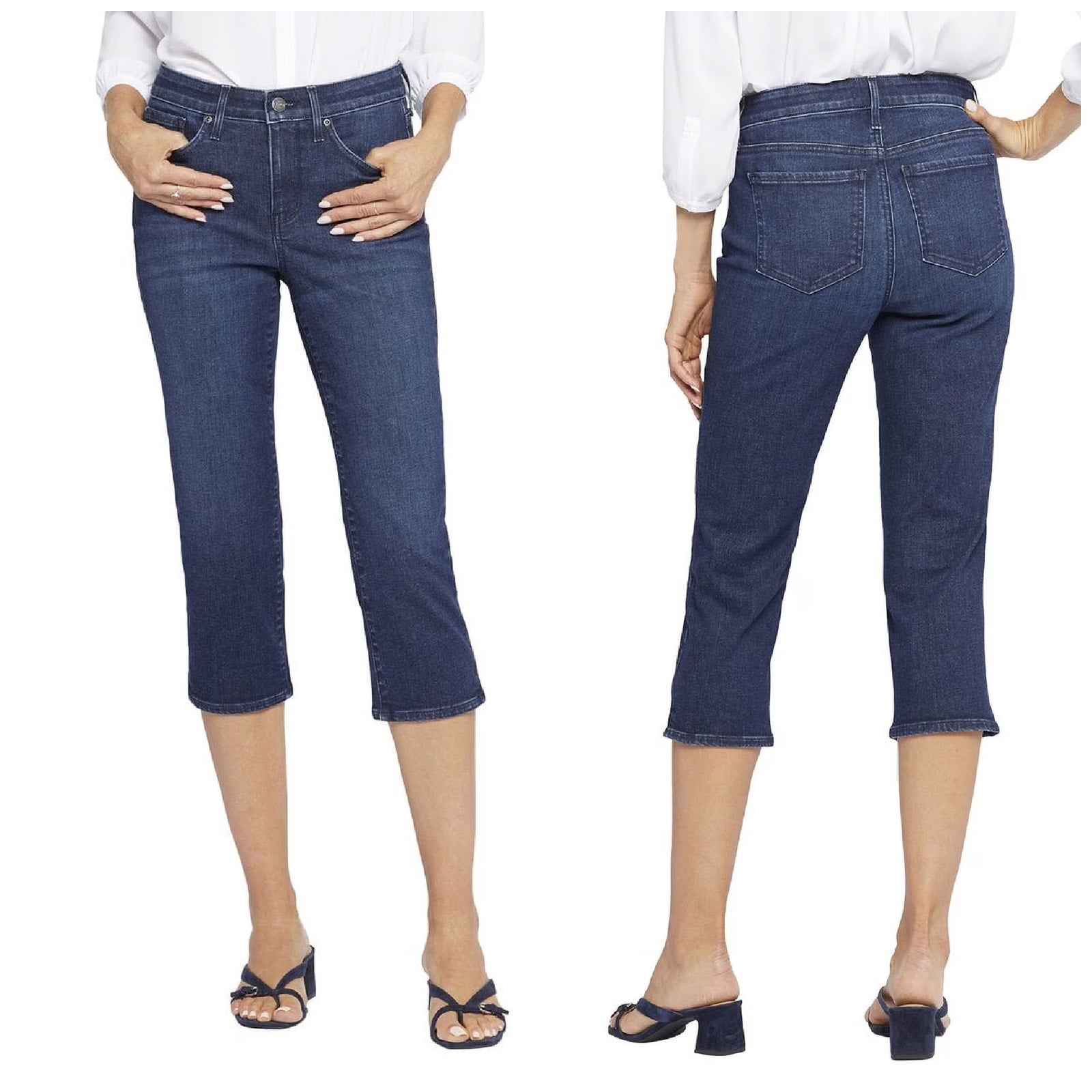 NYDJ Curves 360 Womens Slim Straight Crop Jeans Size 12 PETITE Mesquite Blue NWT