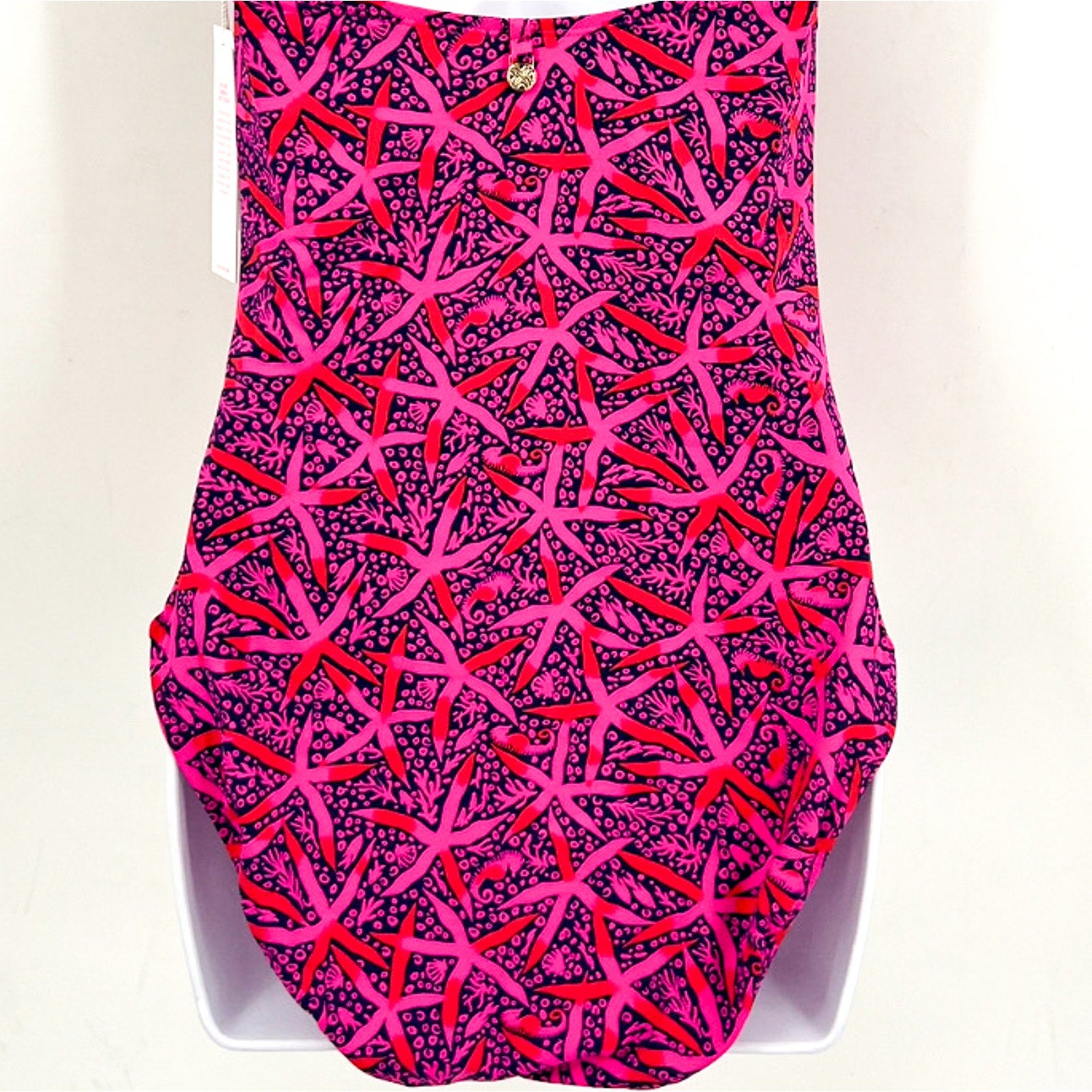 LILLY PULITZER Anneli One Piece Swimsuit Size 12 Passion Pink Star Searching NWT