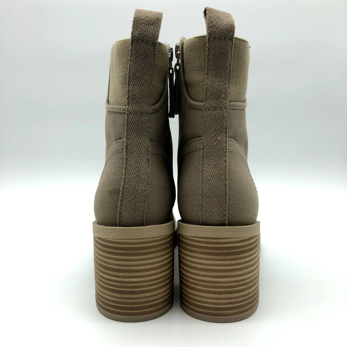 Dolce Vita Womens Combat Boots Size 6.5 Tan Canvas Stacked Heel NWOB