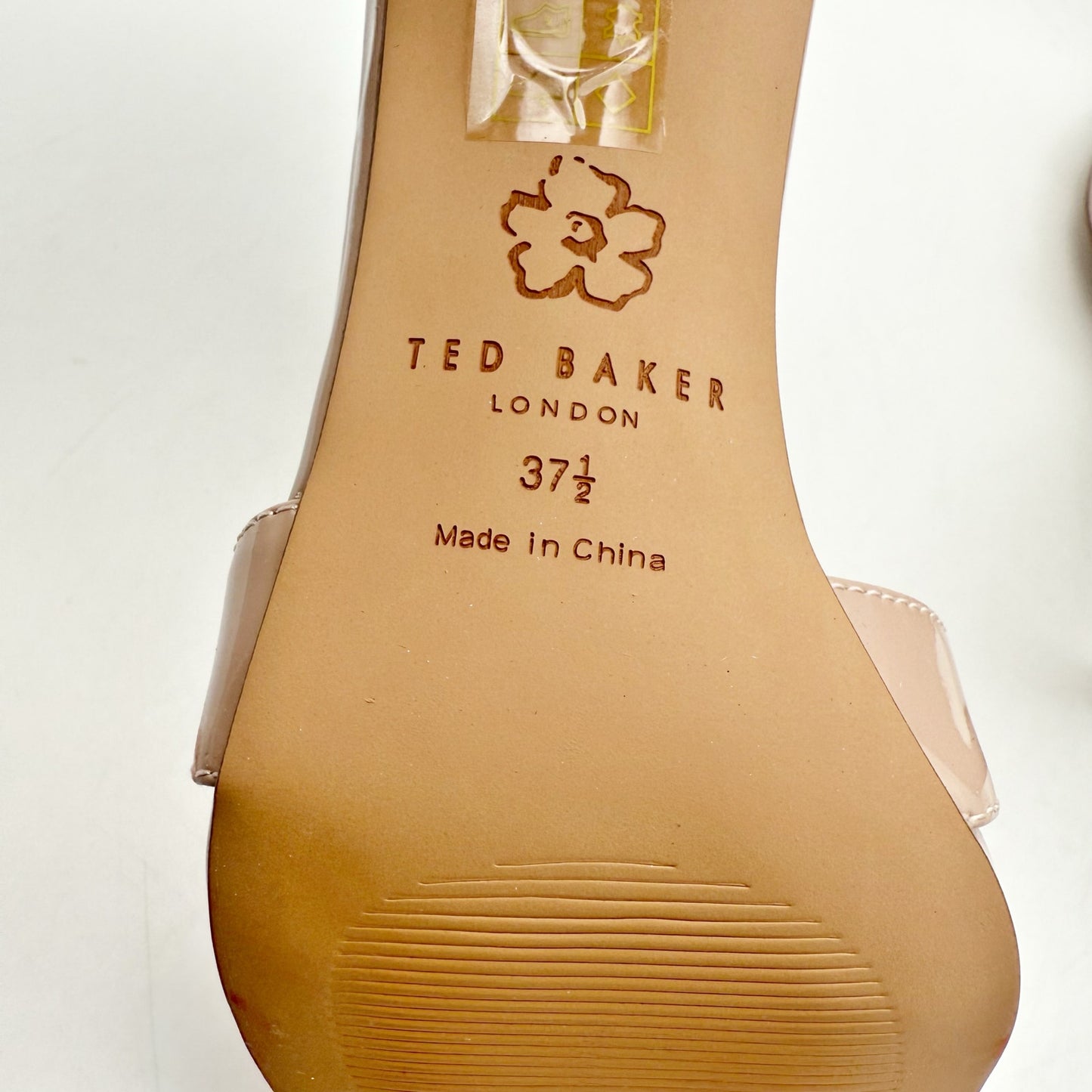 Ted Baker Womens Harinap Heeled Sandals EU 37.5 US 7.5 Nude Leather NIB