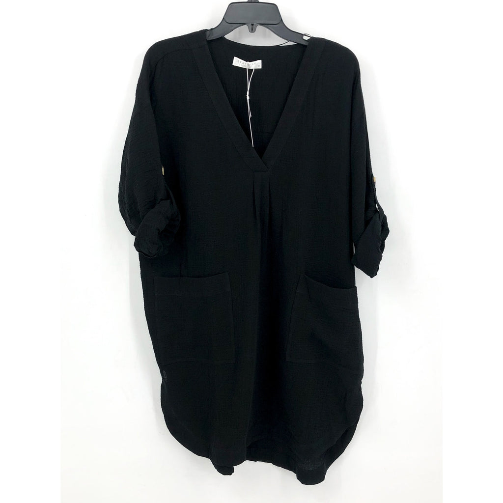SEAFOLLY Womens Essential Swim Cover Up Dress Size 8 Black Lightweight Gauze NWT